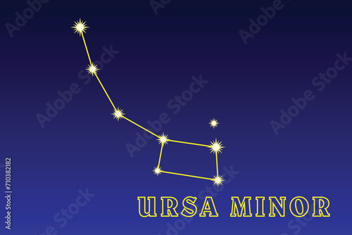Constellation Ursa Minor. Illustration of the constellation Ursa Minor. The near-polar constellation of the Northern Hemisphere of the sky. It occupies an area of ​ ​ 255.9 square degrees in the sky a
