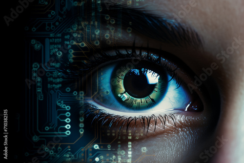 digital graphic in woman eye