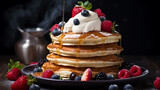 pancakes with berries and chocolate