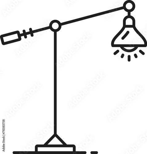 Floor lamp line icon, home lighting and light fixture in outline vector. Reading lamp or room uplighter with lightbulb and lampshade, line pictogram of lighting fixture for interior design element