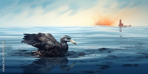 Sea Bird bogged down in an oil spill