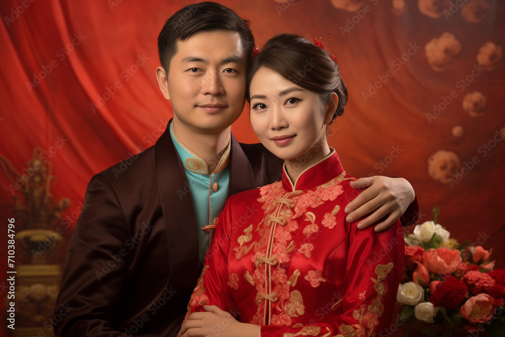 chinese couple in traditional clothes