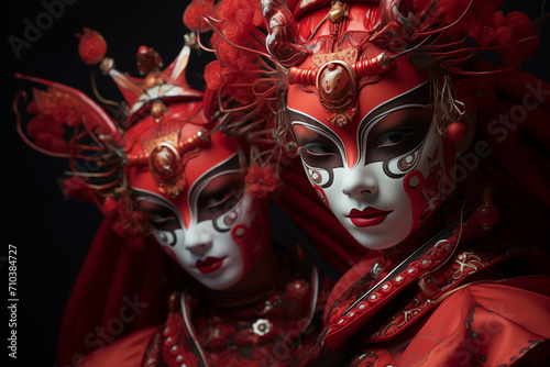 a people wearing venice carnival costume