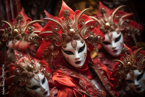 a people wearing venice carnival costume