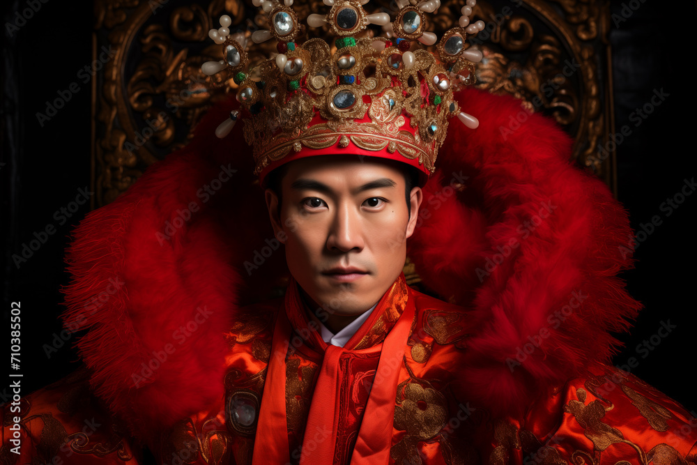 chinese groom in traditional wedding dress