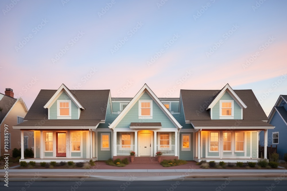 warm evening light washing over a cape cod and its symmetrical dormers warm evening light washing over a cape cod and its symmetrical dormers