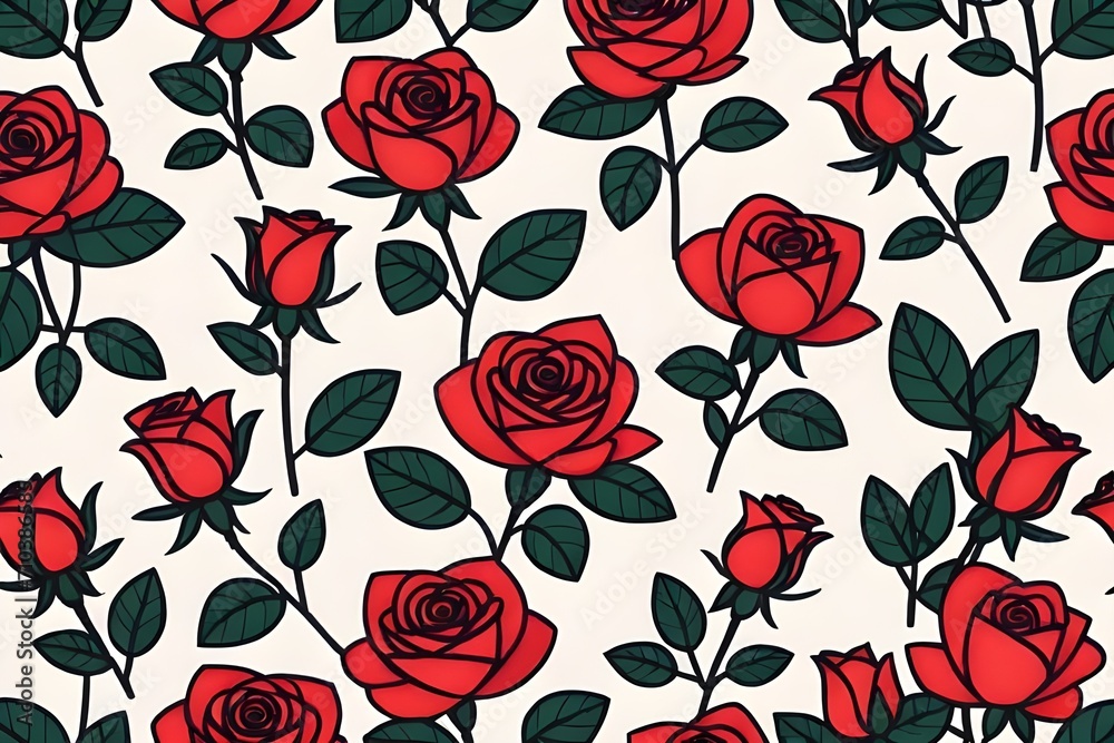 Red roses pattern ai generation Red roses pattern ai generation