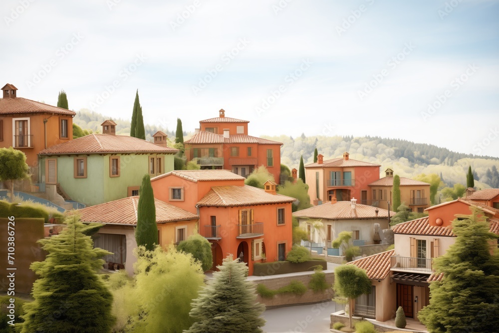 hillside homes with terracotta roofs and olive trees