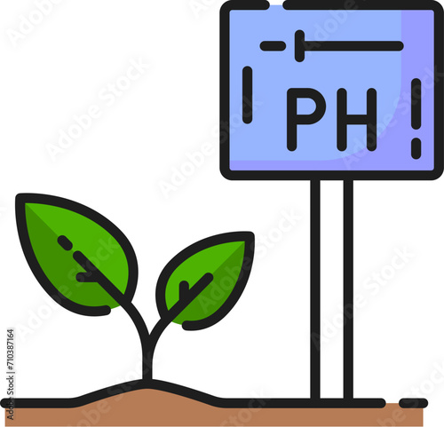 Horticulture soil PH, agronomy green sprout, agriculture spring plant outline icon. Farming sprout germination, agronomy harvest grow or gardening plant cultivation color linear vector pictogram