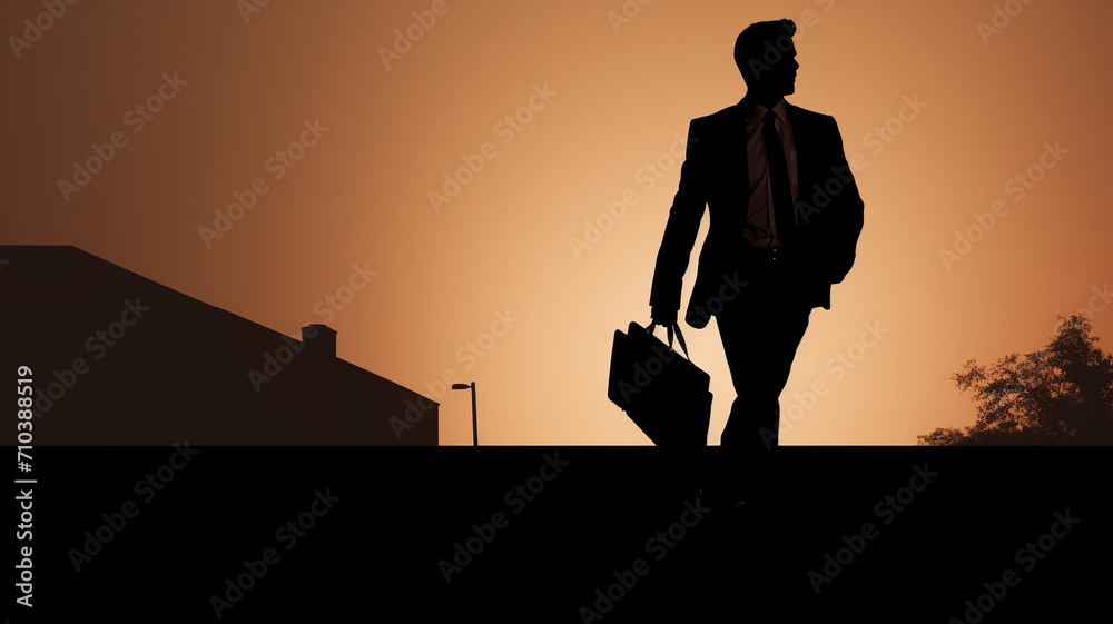 Silhouette of a businessman on office background