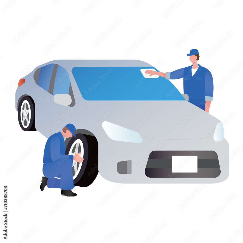 Obraz premium flat vector illustration of car mechanic 