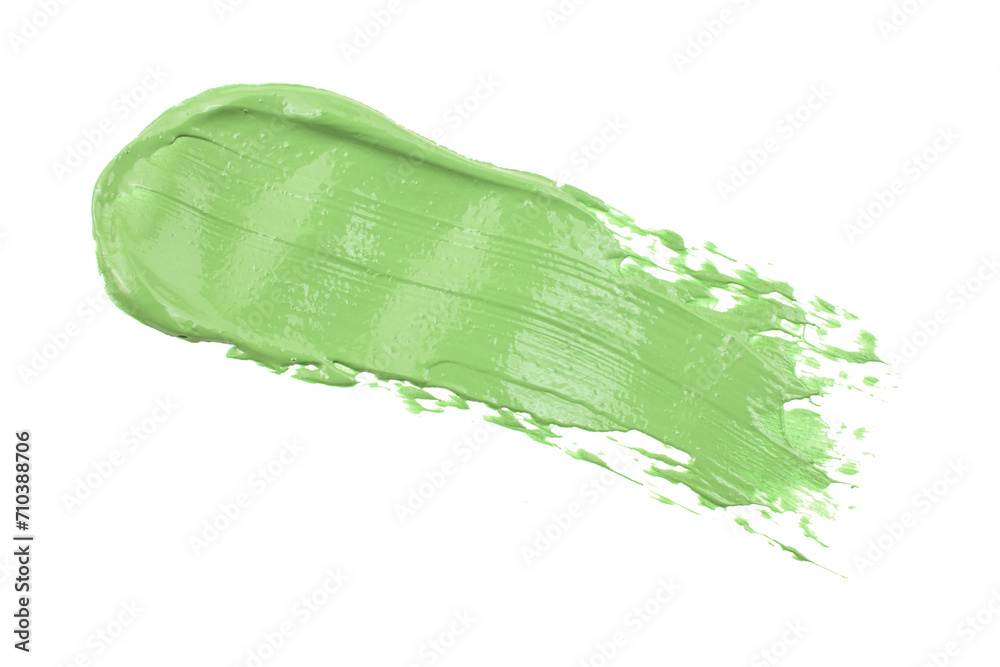 Fototapeta premium Smear and texture of lipstick or acrylic paint isolated on white background. Stroke of lipgloss or liquid nail polish swatch smudge sample. Element for beauty cosmetic design.