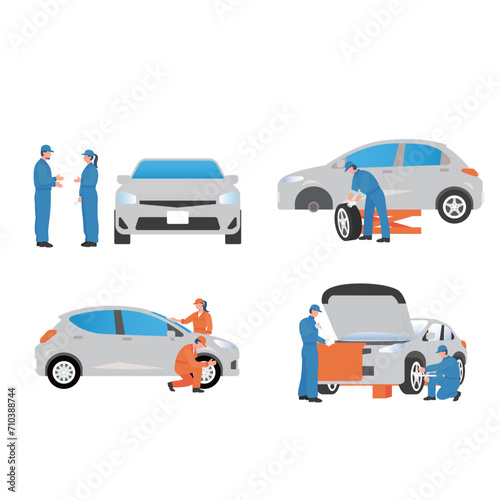 flat vector illustration of car mechanic	
