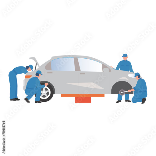 flat vector illustration of car mechanic	

