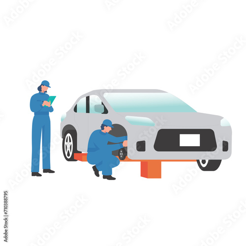 flat vector illustration of car mechanic	
