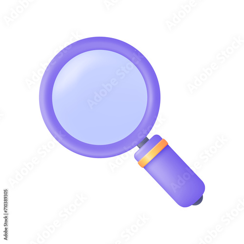 3D magnifying glass exploring. The idea of ​​expanding the results of research to find some results.