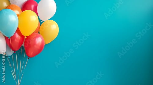 Children's birthday background with many balloons in pastel tones