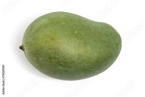 Fresh organic green mango delicious fruit flat lay isolated on white background clipping path