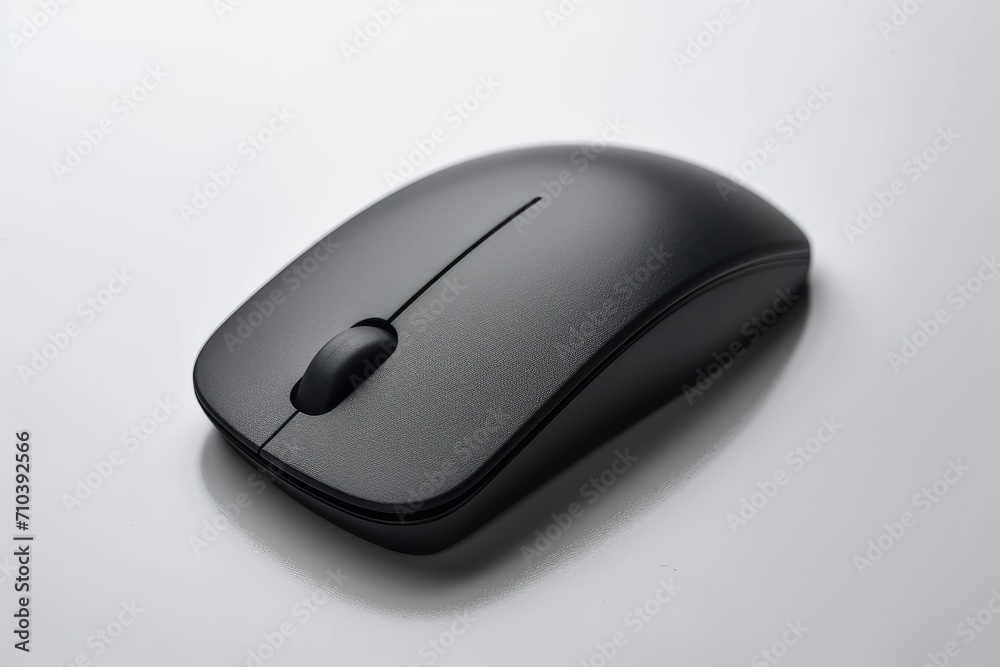 Sleek modern wireless mouse, isolated on a white high-tech background Sleek modern wireless mouse, isolated on a white high-tech background
