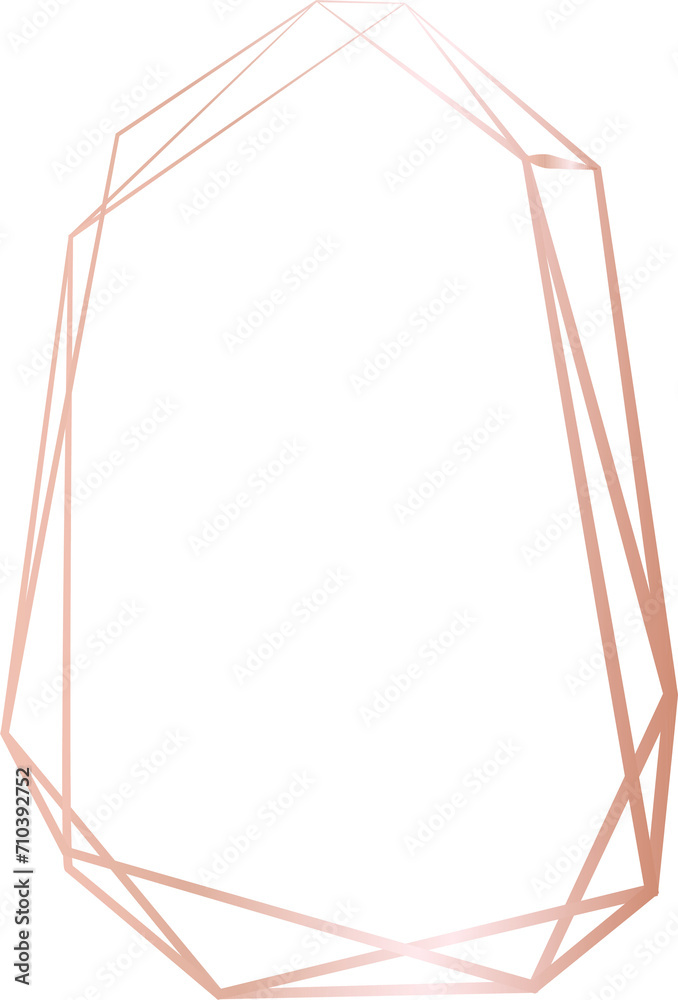 Rose gold geometric frame illustration on transparent background. Rose gold geometric frame illustration on transparent background.