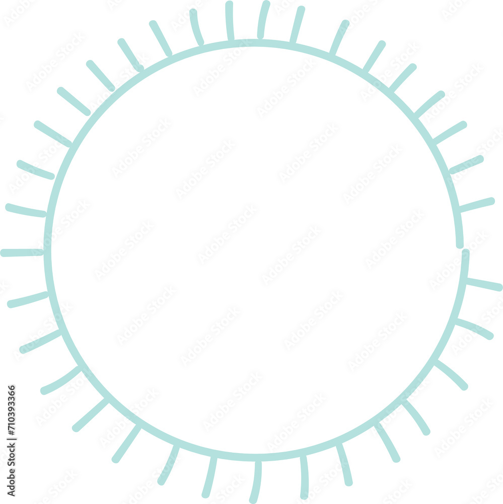 Decorative round frame illustration on transparent background.