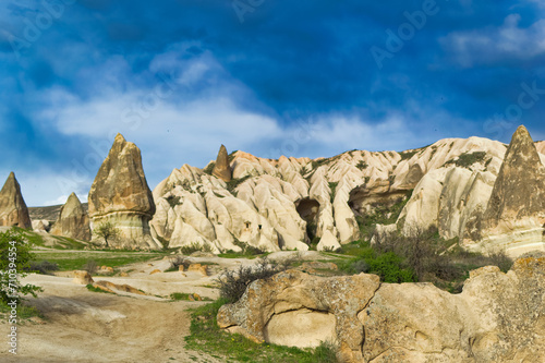 Obraz na płótnie Typical Cappadocia landscape soft volcanic rock, shaped by erosion in Goreme, Turkey. w salonie