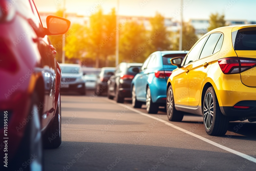 Cars parked at outdoor parking lot