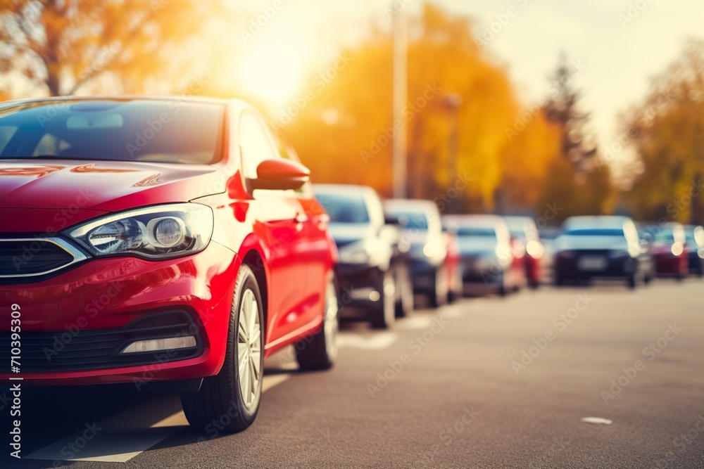 Cars parked at outdoor parking lot