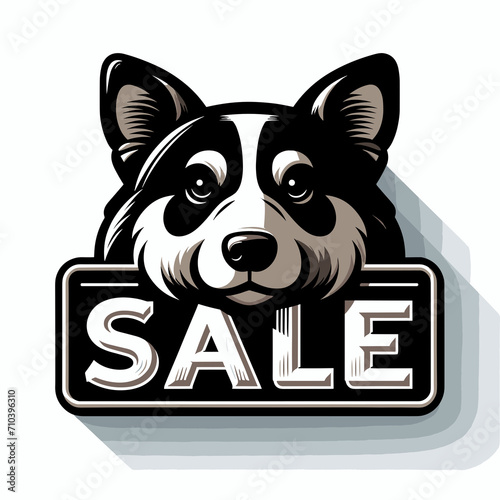 dog sign with text sale, sale sign photo