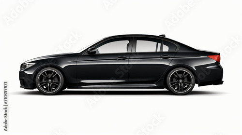  Generic black sedan car isolated on white background