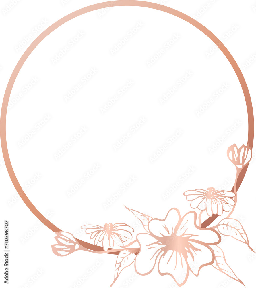 Pink gold flower wreath illustration on transparent background.
Pink gold flower wreath illustration on transparent background.