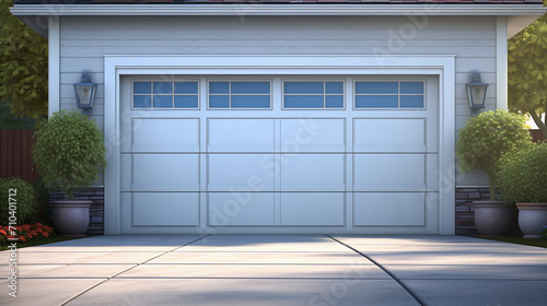 Everyday Elegance: A Snapshot of a Classic American White Garage Door and Driveway