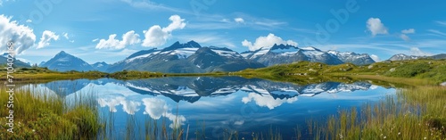 Majestic Mountain Range Reflected in Still Water © BrandwayArt