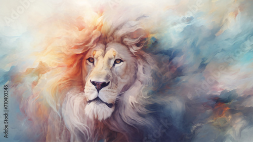 Lion animal abstract wallpaper in pastel colors © doly dol