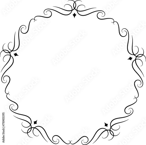 Decorative round flora frames illustration on transparent background.