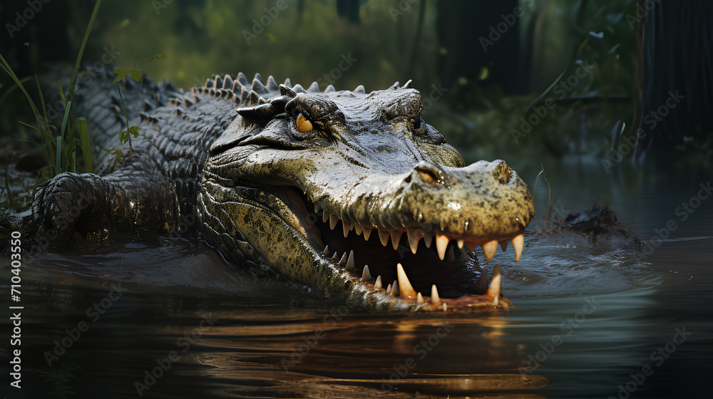 Obraz premium Big crocodile in the Amazon river basin