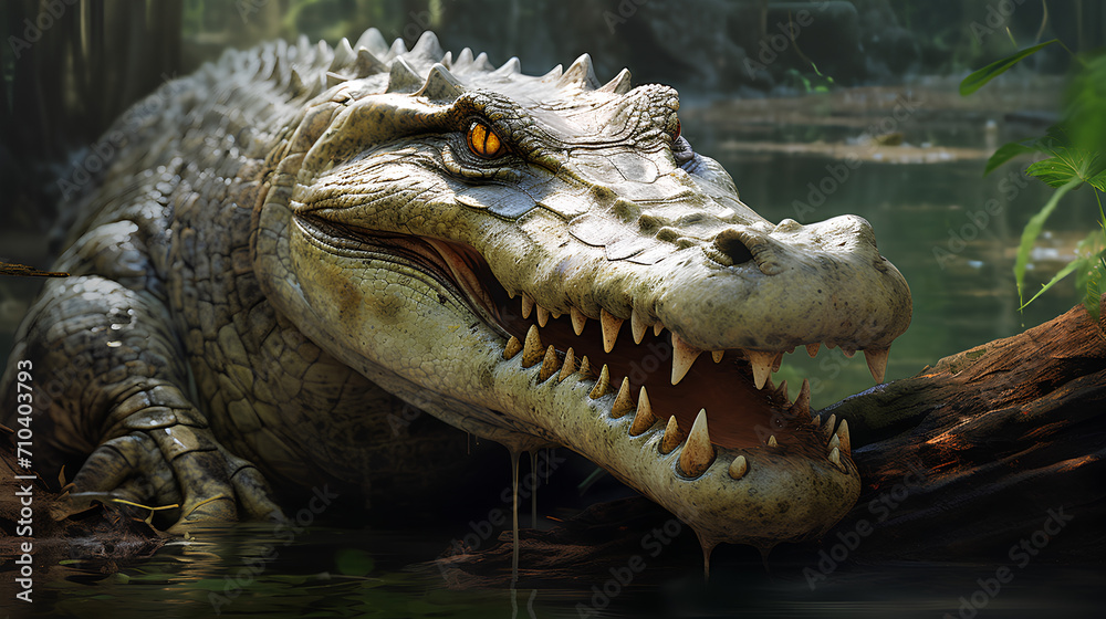 Obraz premium Big crocodile in the Amazon river basin