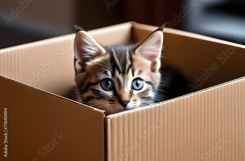 cat on the box. 