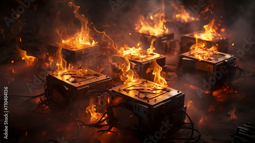 Fiery Energy: Burning Batteries Unleash Heat and Flames