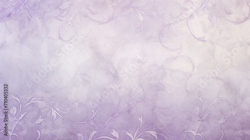 light purple, lilac, delicate soft lavender background with vintage wallpaper ornament on the wall copy space blank
