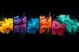 Set of seven varicolored banners, abstract headers with blots