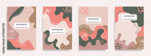 Versatile abstract floral design in pastel colors, for notepads, planners, brochures, books.