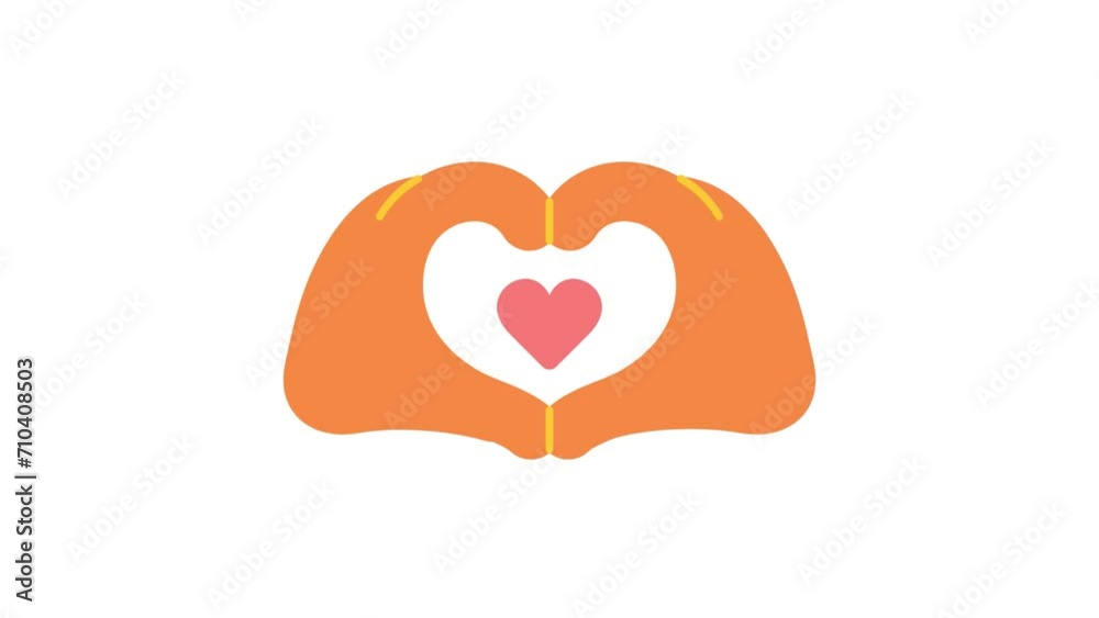 Tender Embrace Orange & Red Heart in Hand Animation on White Background Tender Embrace Orange & Red Heart in Hand Animation on White Background