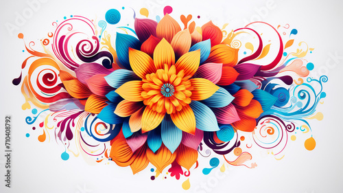 multicolored flowers bouquet on white background, isolated sticker flat graphics © kichigin19