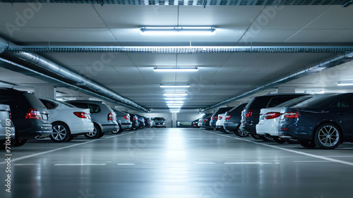 Fotografia modern underground parking with many cars