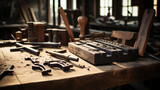 Craftsman's Legacy: Vintage Japanese Woodworking Tools on a Rustic Table