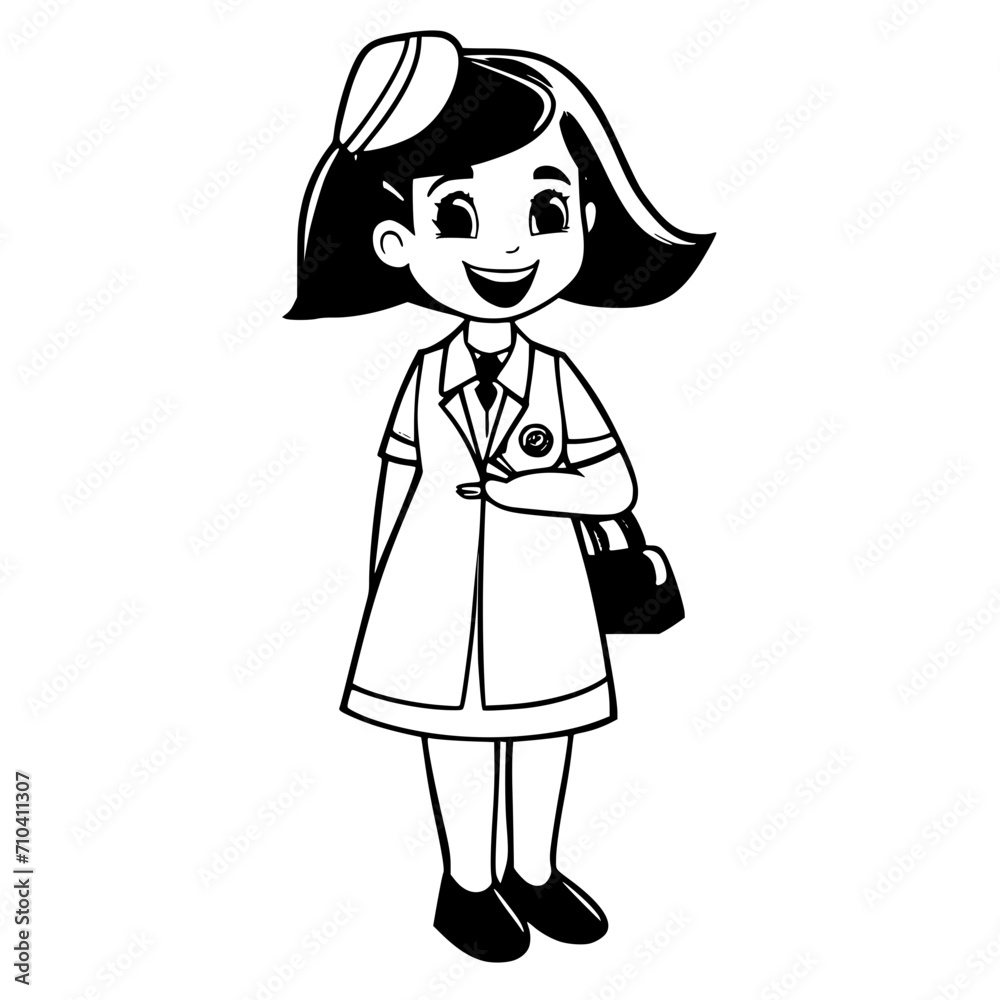 Flight Attendant SVG Black and White Illustration Art Generative AI. Flight Attendant SVG Black and White Illustration Art Generative AI.