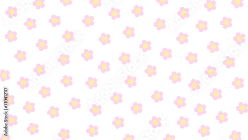 White seamless background with pink flowers