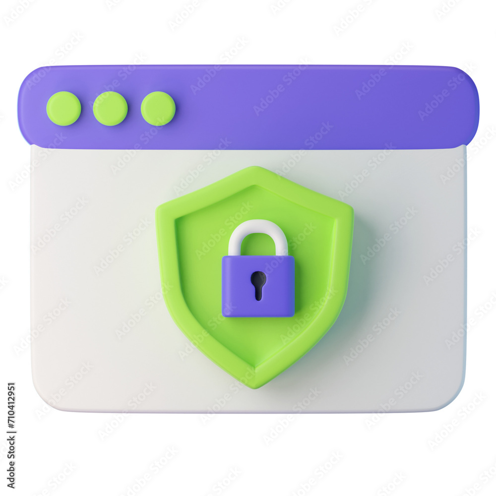 web page security 3d icon illustration