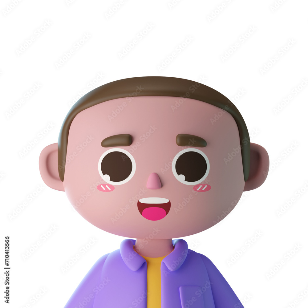 Obraz premium 3d male cute cartoon character avatar isolated in 3d rendering